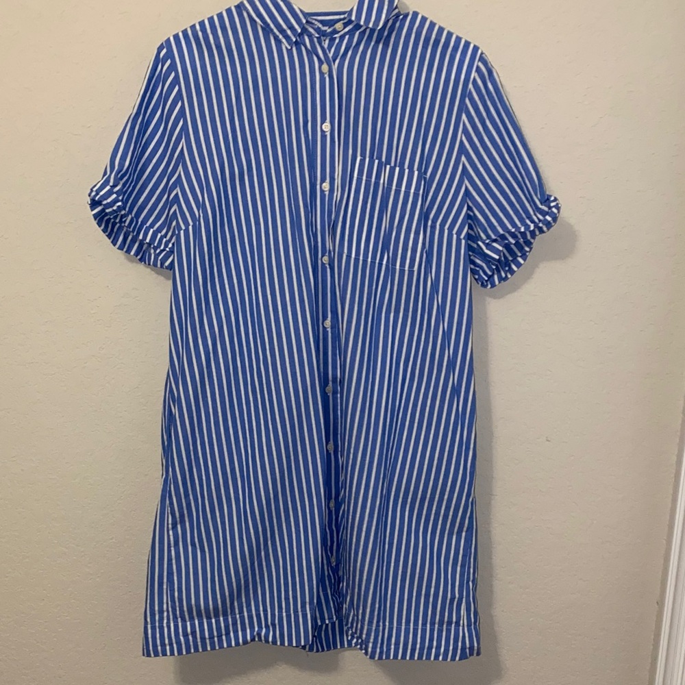 Old Navy Blue and Cream Striped shirt dress